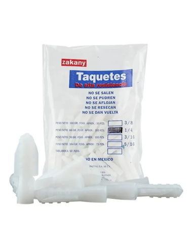 Taquete Plástico Blanco 1/4 Zakany