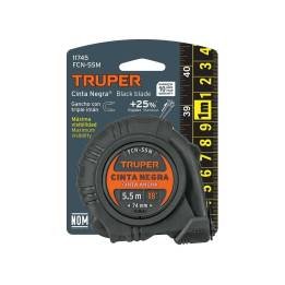 FLEXÓMETRO CONTRA IMPACTOS 5.5 M, CINTA NEGRA 25 MM, TRUPER