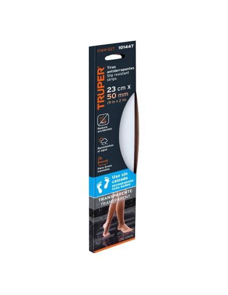 Tarjeta 6 tiras 23cm antiderrapantes trans. 50mm área húmeda