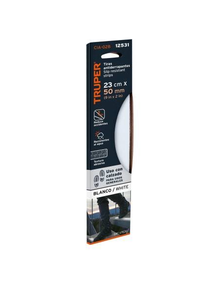 Tarjeta 6 tiras 23cm antiderrapantes blancas 50mm c/abrasivo