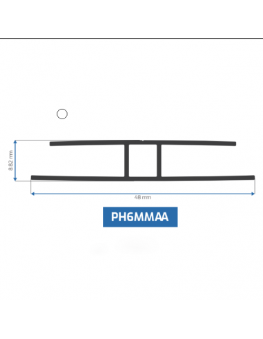 PERFIL H P/POLICARBONATO 6MM